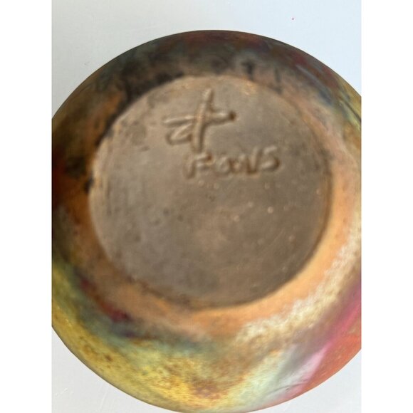 Vintage Raku Pottery Bowl Handcrafted in Japan Signed by Artist T Pons - Picture 6 of 7